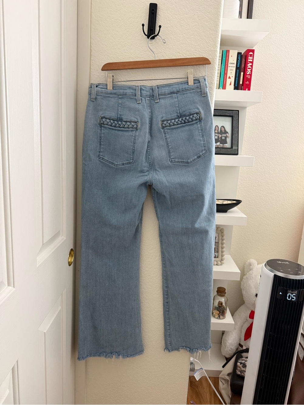 7 For All Mankind Light Blue Braided-Pocket Straight Leg Jeans - Picture 2 of 11